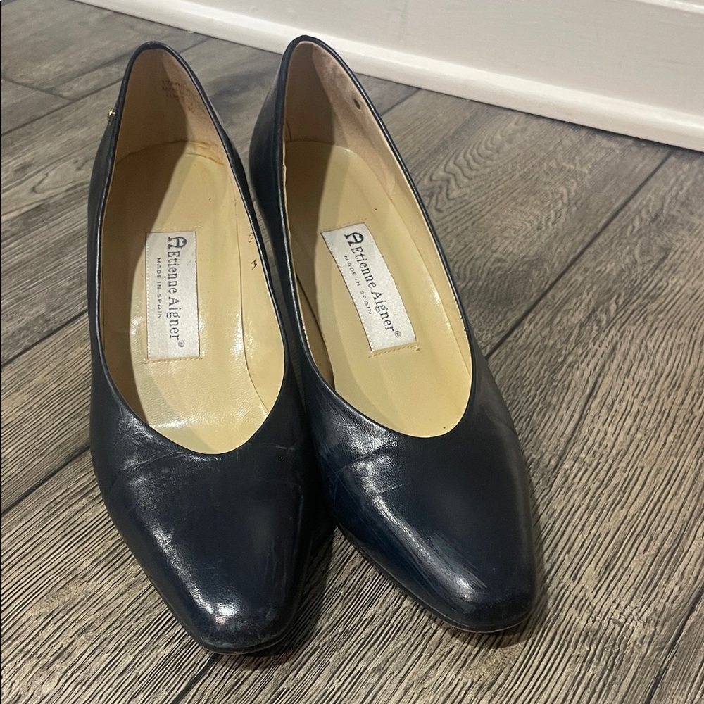 Etienne Aigner Black Leather Heels